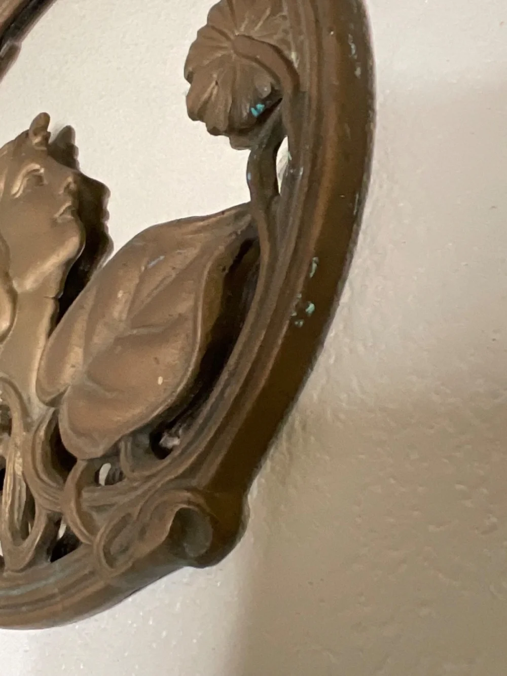 Vintage Silvestri Art Nouveau style brass wall mirror Art Deco Ivy Lady